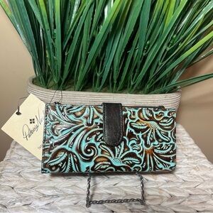 Patricia Nash TURQUOISE Nazari Wallet Floral Pattern NWT